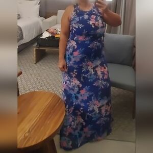 Xhilaration | Royal Blue Floral Halter Maxi Dress Size M